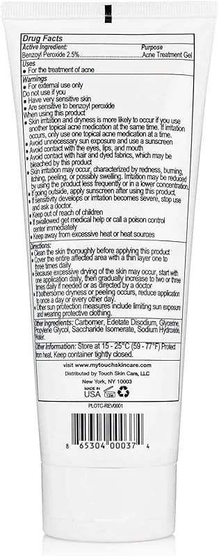 Touch Benzoyl Peroxide 2.5% Gel Cream For Acne - Pimples and Cystic Acne — image 5