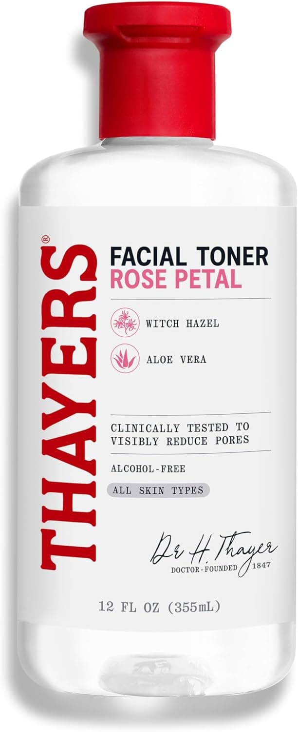 THAYERS Alcohol-Free Rose Petal Witch Hazel Facial Toner for Glowing Skin