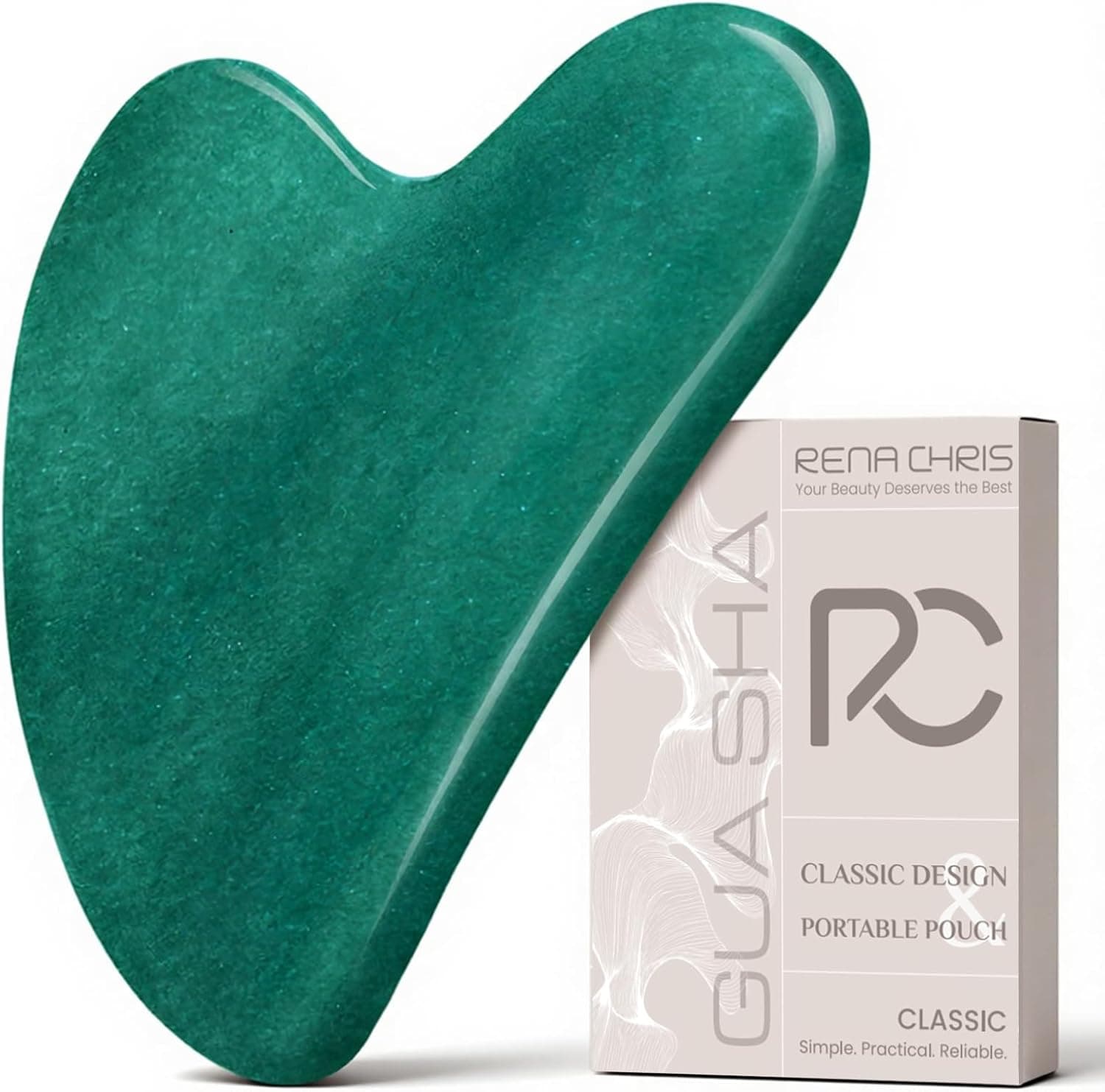 Rena Chris Gua Sha Facial Tools: Jade Stone Guasha Tool for Face