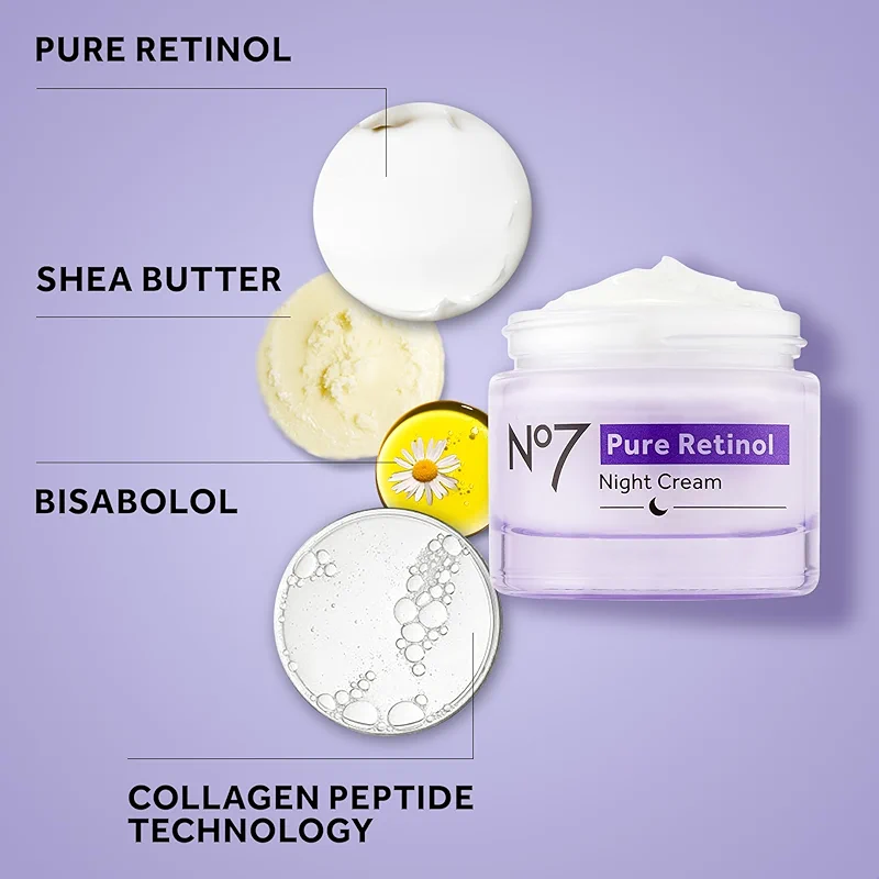 No7 Pure Retinol Night Cream - Collagen-Boosting Retinol Cream that — image 3
