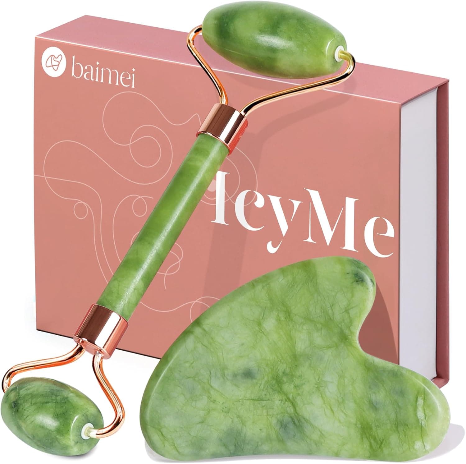 BAIMEI IcyMe Gua Sha & Jade Roller Facial Tools Face Roller and Gua Sha